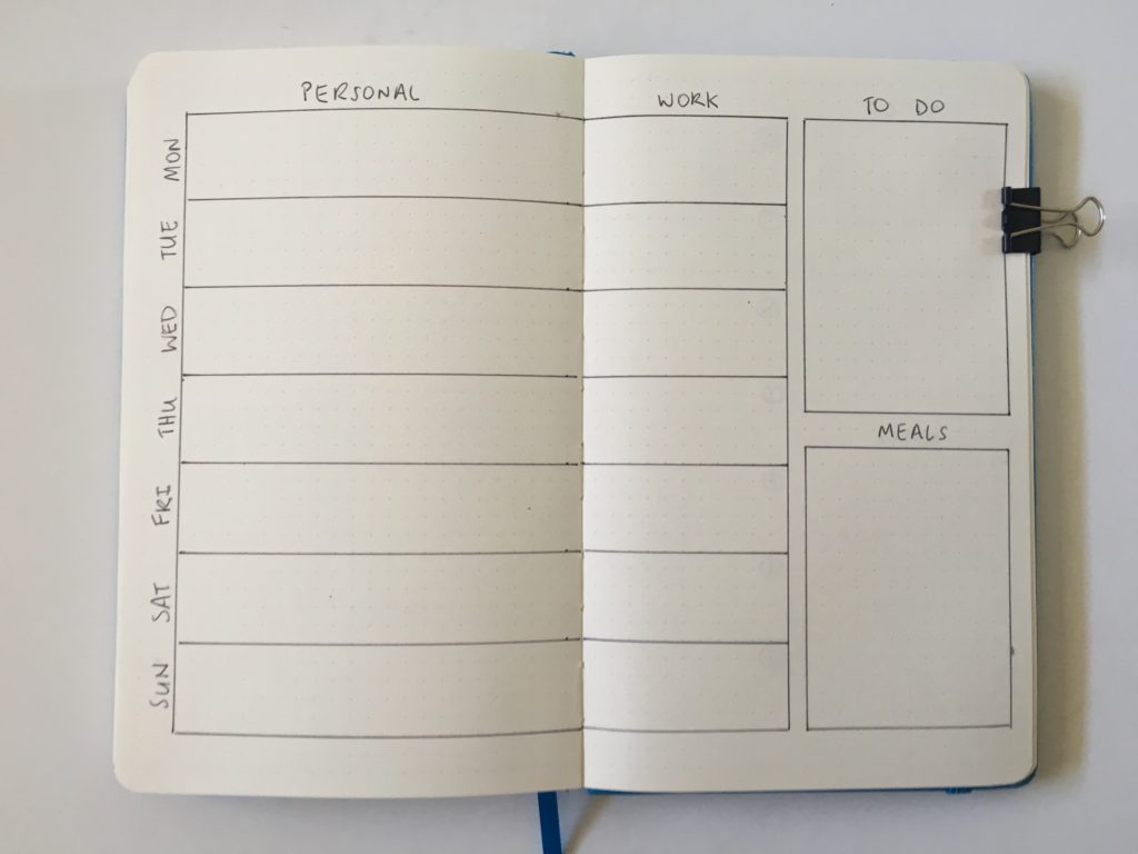 simple bullet journal layotut work personal school college to do meal bujo 2 page weekly spread start monday or sunday