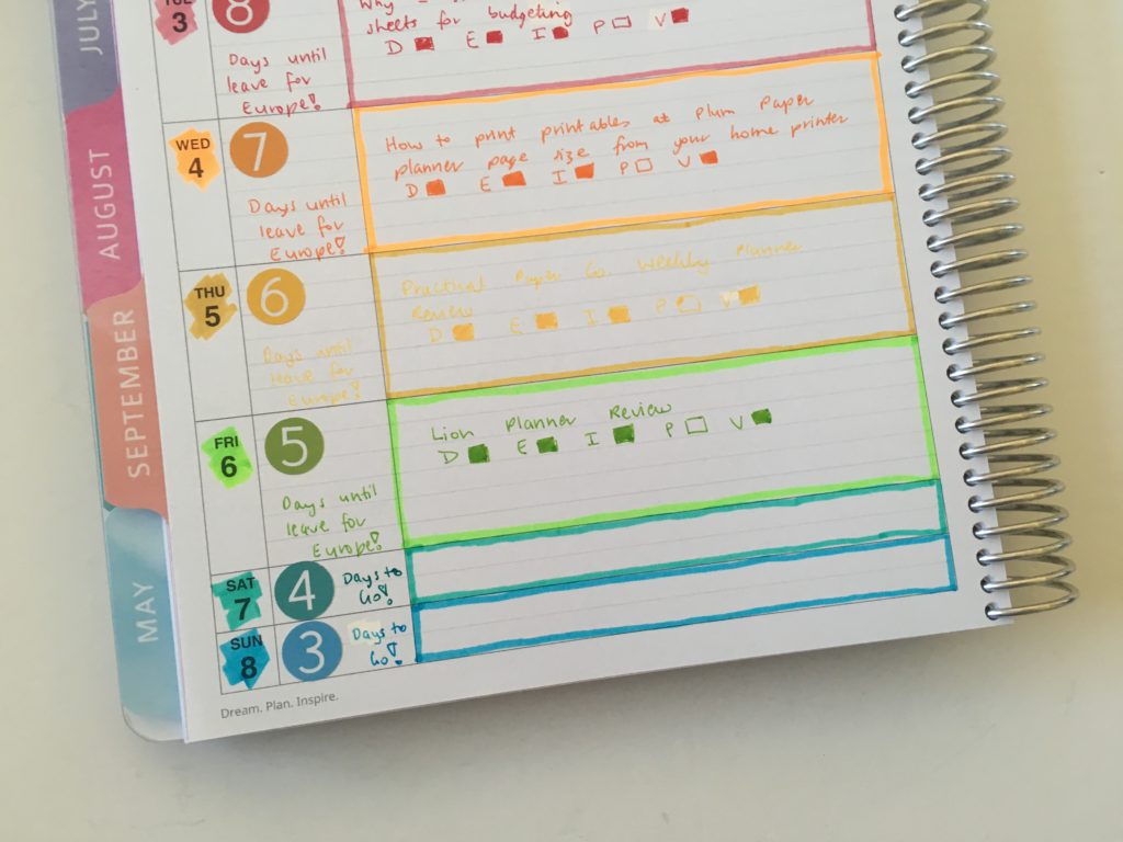 rainbow weekly planner spread using highlighters rainbow stickers quick easy simple whistle and birch study planner review