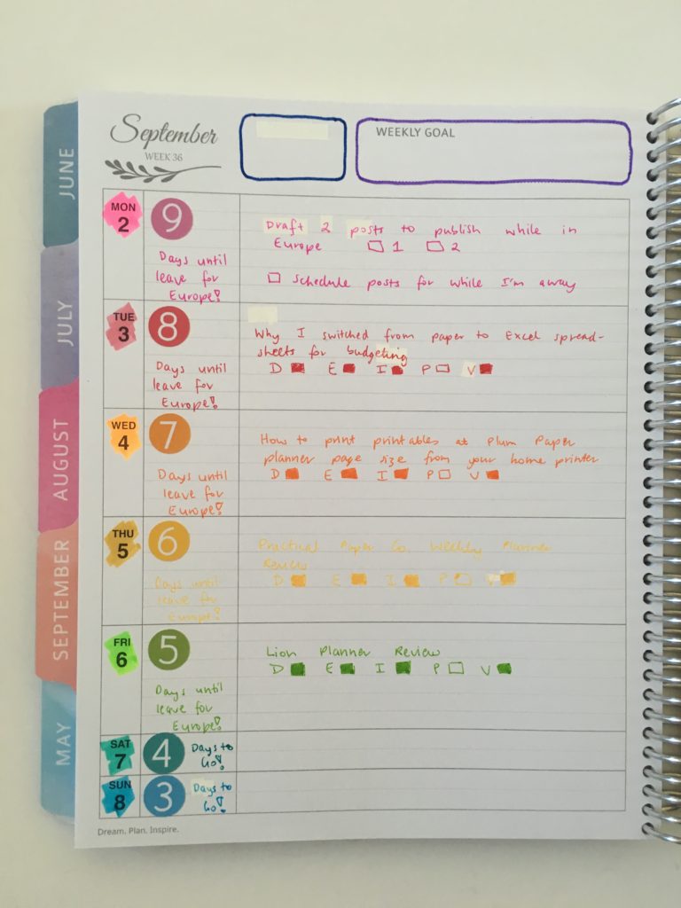 whistle and birch rainbow weekly spread