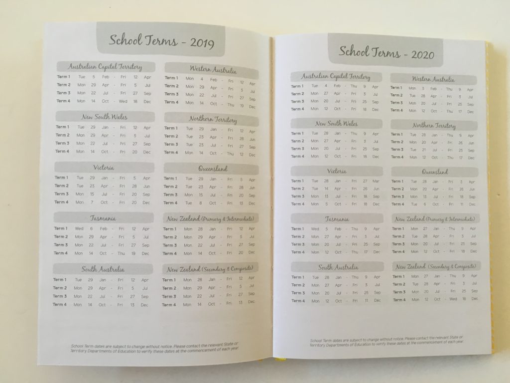 australian weekly planner otto officeworks dates at a glance public holidays school terms