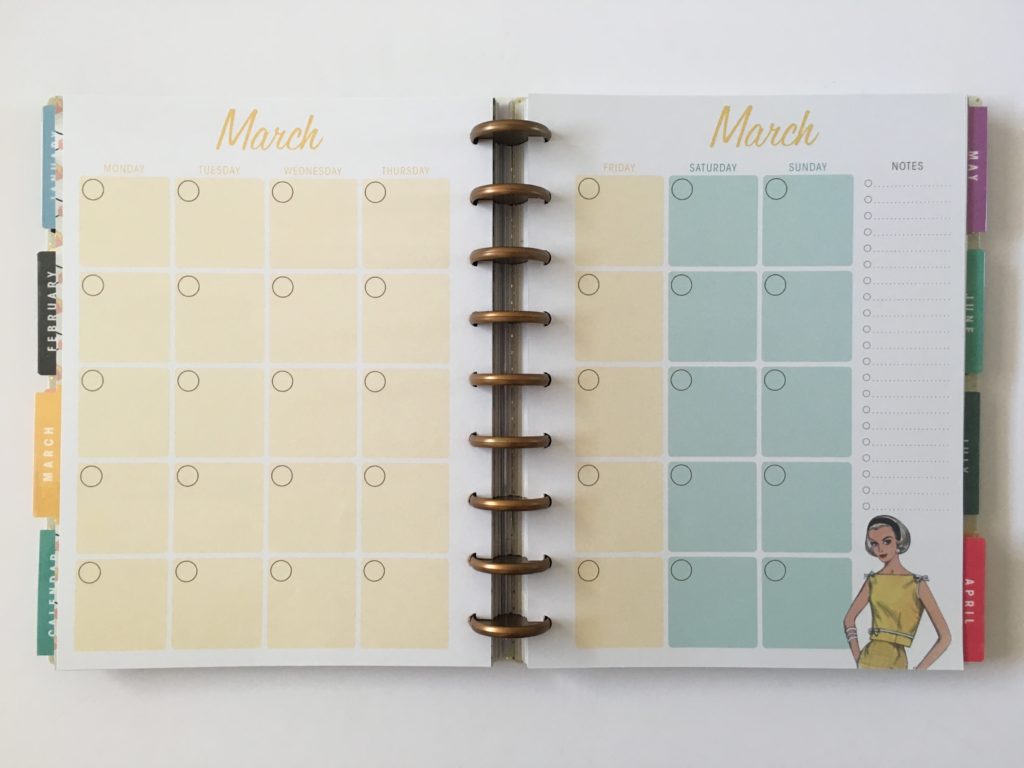 simplicity weekly planner review monthly spread monday start blue green orange discbound