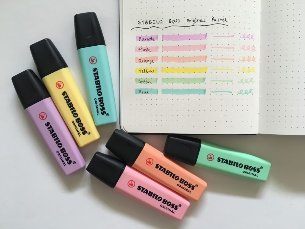 stabilo boss original pastel highlighter swatches review pen testing ghosting bleed through
