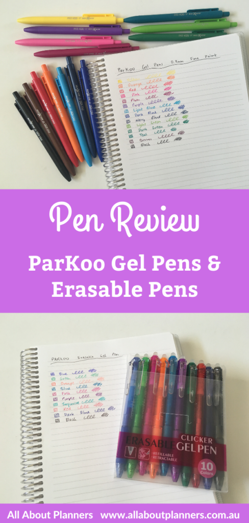 Parkoo erasable pen review rainbow gel pen ghosting pen testing ink prone to smearing all about planners