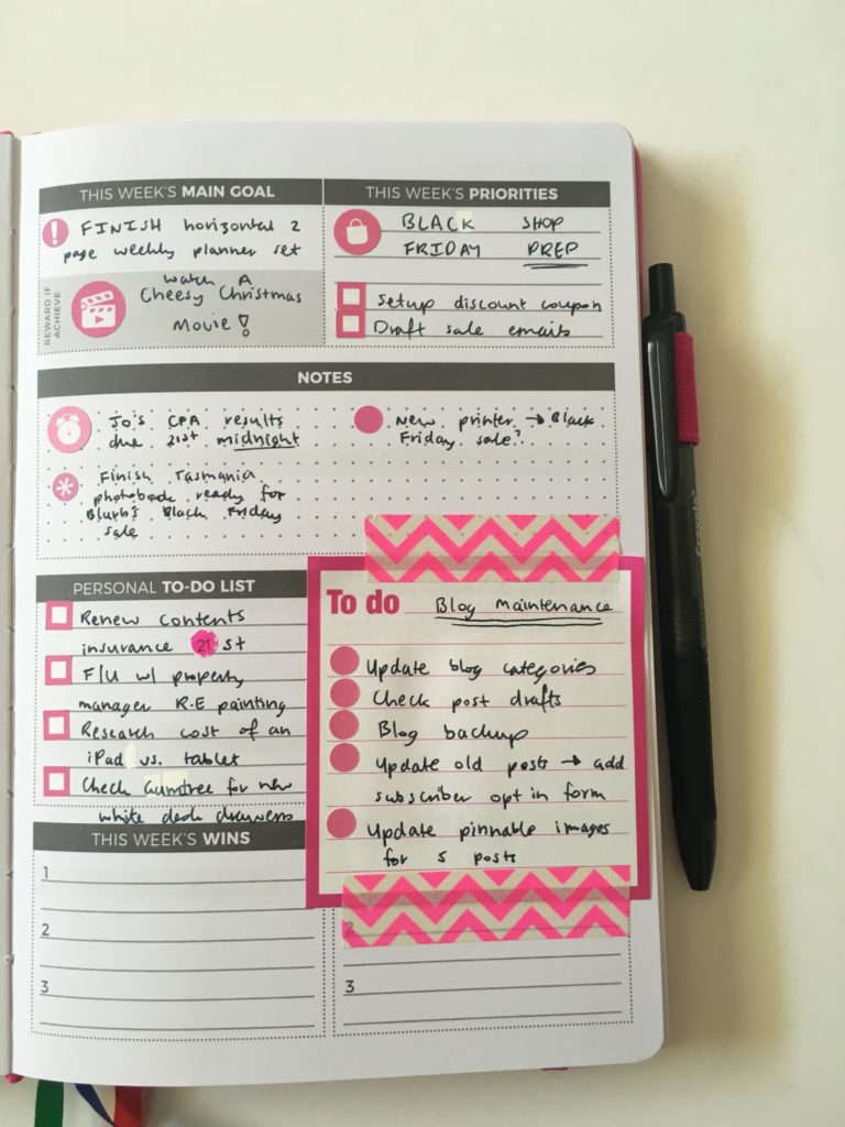 blog planning in the clever fox weekly planner ombre pink black theme 52 planners challenge