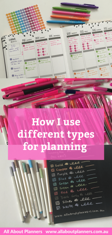 how i use different types of pens for planning tips inspiration weekly spreads daily monthly color coding fine tip gel ballpoint all about planners-min