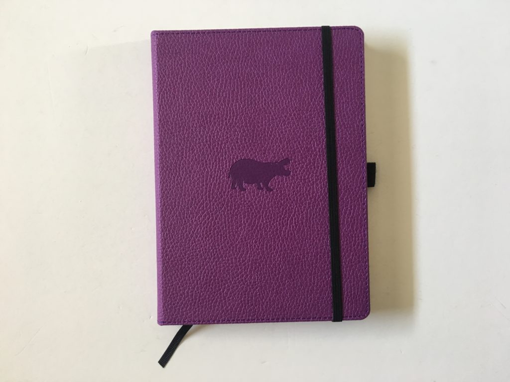 Dingbats dot grid notebook review bullet journal bujo smooth cream paper_01 purple cover hippo