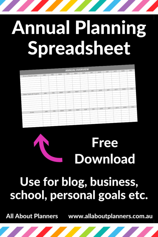 annual planning spreadsheet overview goals blog business gantt chart routine tasks simple customisable