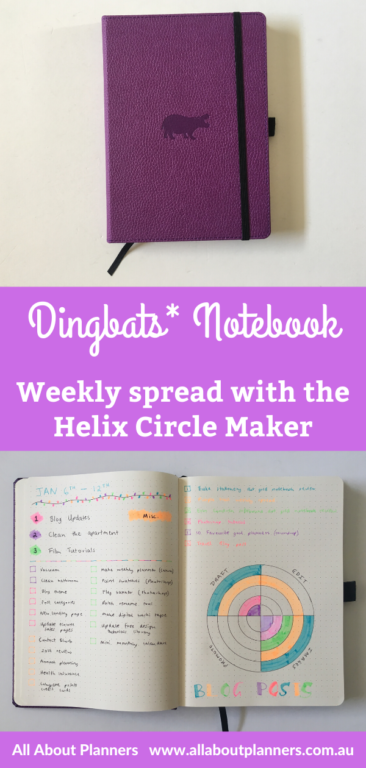 dingbats weekly spread bullet journal helix circle maker quick easy simple color coded bujo tips inspiration spread ideas