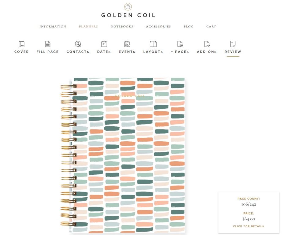 golden coil custom personalised weekly planner ordering process
