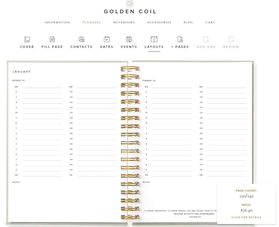golden coil daily planner day to a page schedule hourly