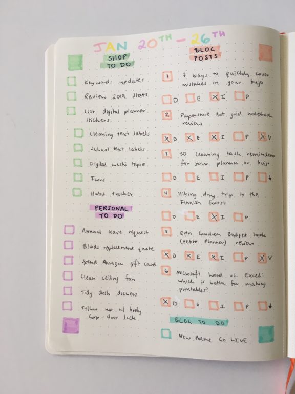 PAIPUR hybrid notebook weekly spread bullet journal dot grid lined notes list maker color coding pastel stabilo boss highlighters_09