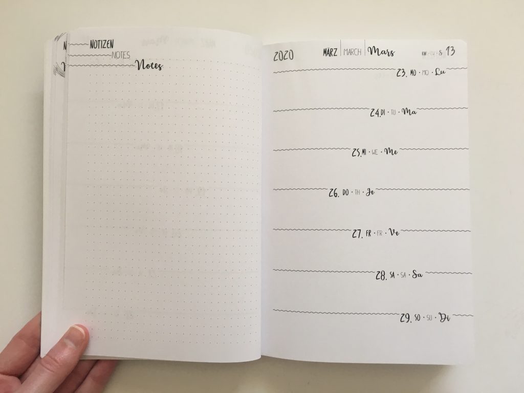 TED online diary agenda planner cross bullet journal horizontal weekly monday start creative decorative minimalist dot grid exam germany_17