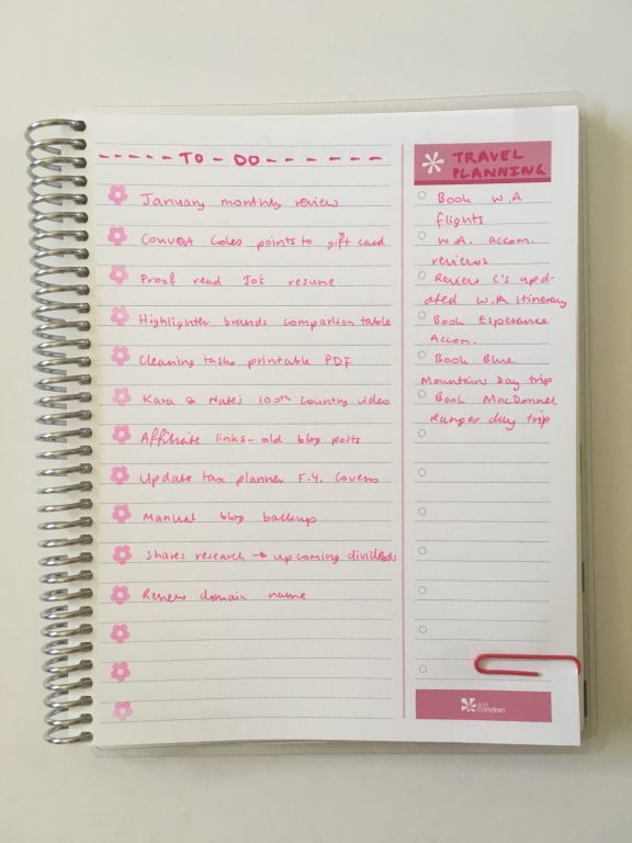 erin condren productivity layout weekly spread with a pink theme checklist frixion stamp easy simple quick setup no sticker spread