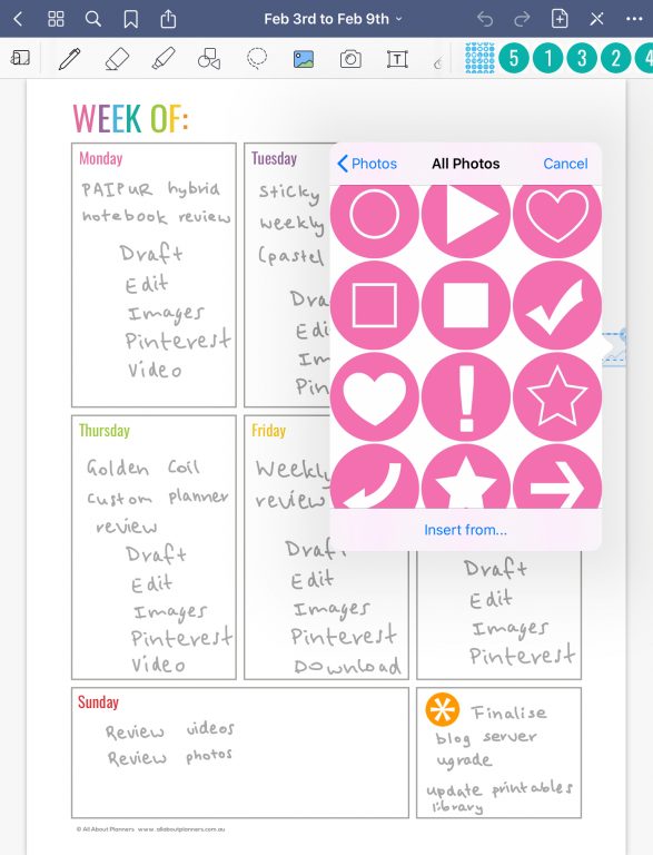 goodnotes digital planner how to use a printable in goodnotes for iPad tips inspiration ideas rainbow weekly_02