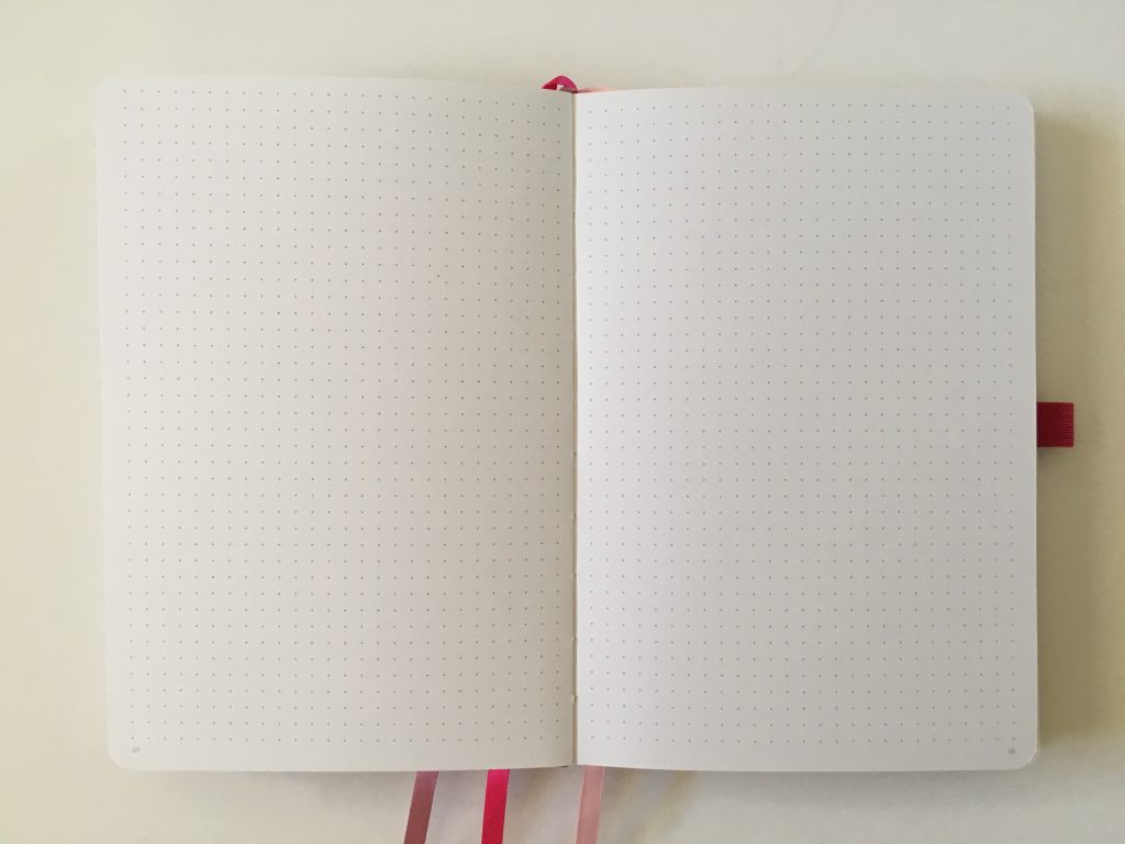 vivid dot journal review dot grid sewn bound bright white paper 140GSM no ghosting or bleed through video flipthrough pen testing numbered pages cheap affordable amazon notebook_09