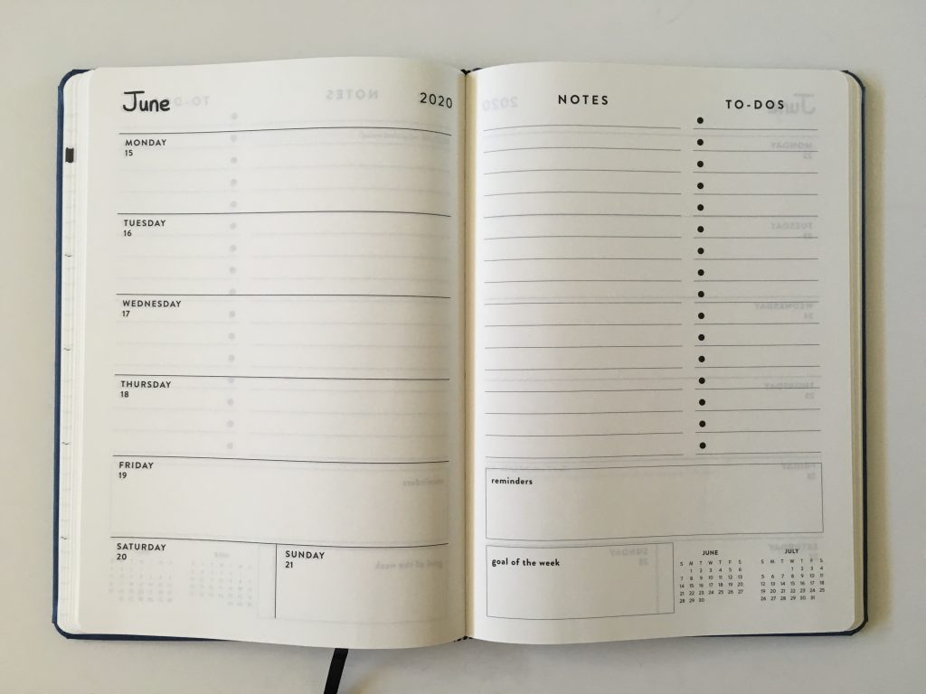 OTTO weekly planner review officeworks australia monday week start horizontal 1 page plus checklist notes sewn bound cheap 2 page monthly calendar pen testing aussie planner review_06