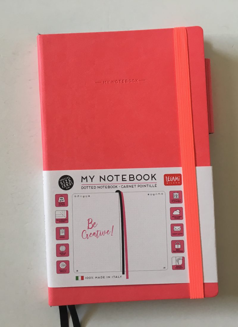 my legami milano dot grid notebook review pros and cons bright white paper pen testing numbered pages index 1 page monthly calendar bullet journal_01