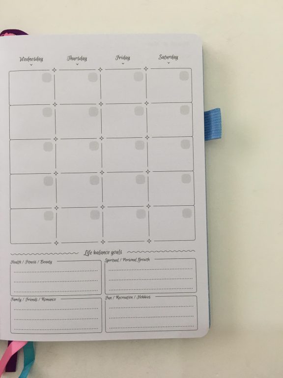 go girl planner review undated weekly monthly sewn bound horizontal lined goals habit tracker checklist bright white paper rainbow stickers pocket folder minimalist_11