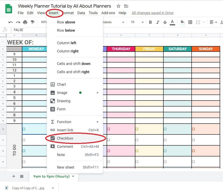 how to add a checkbox in google sheets tips instructions tutorial all about planners weekly planner-min