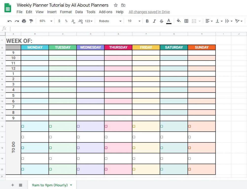How To Make A Weekly Planner Using Google Sheets free Online Tool 