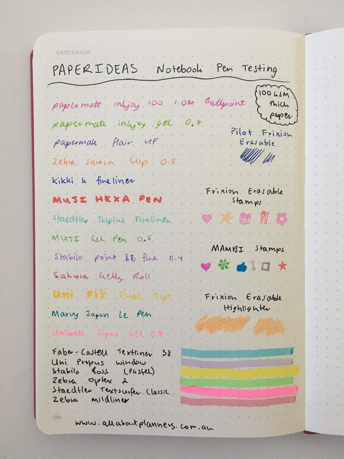 Paper Ideas Dot Grid Notebook Review & Pen Test (and comparison with ...