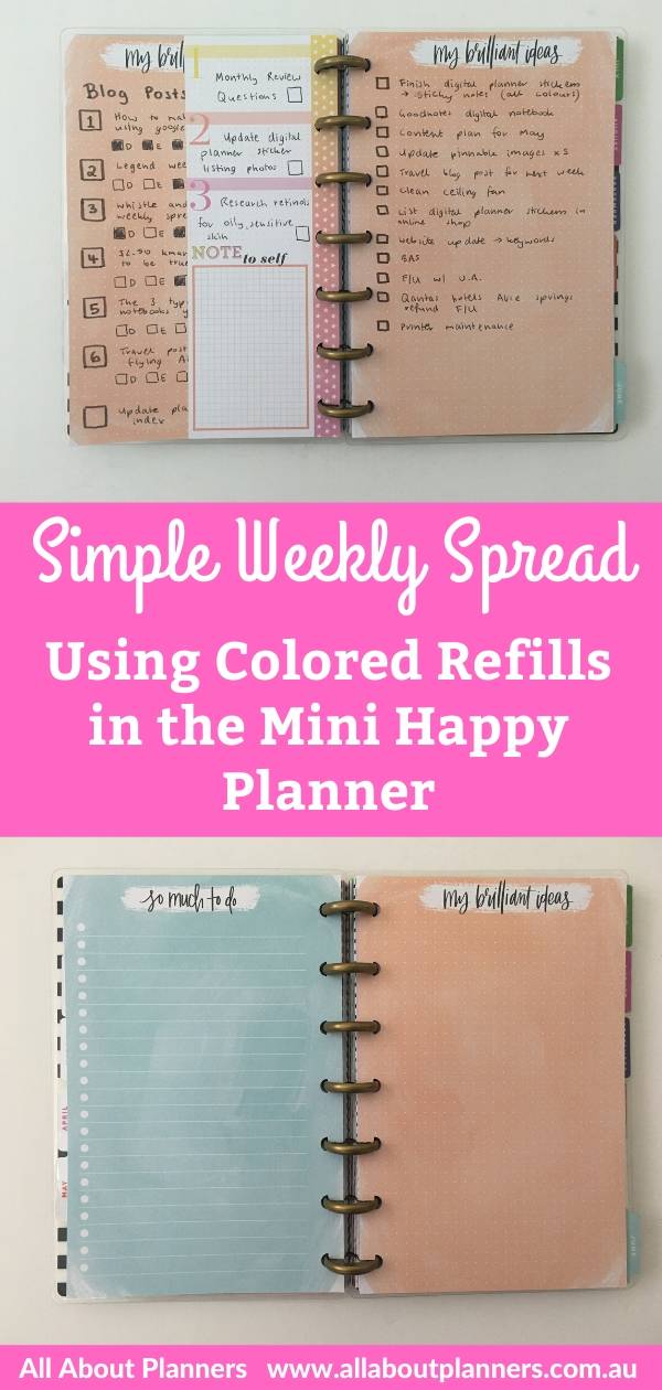 Weekly planning on colored paper using Mini Happy Planner refills – All ...