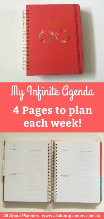 my infinite agenda weekly planner review 4 page weekly spread minimalist goal planning short long time monthly goals review calendar lined and unlined wire bound