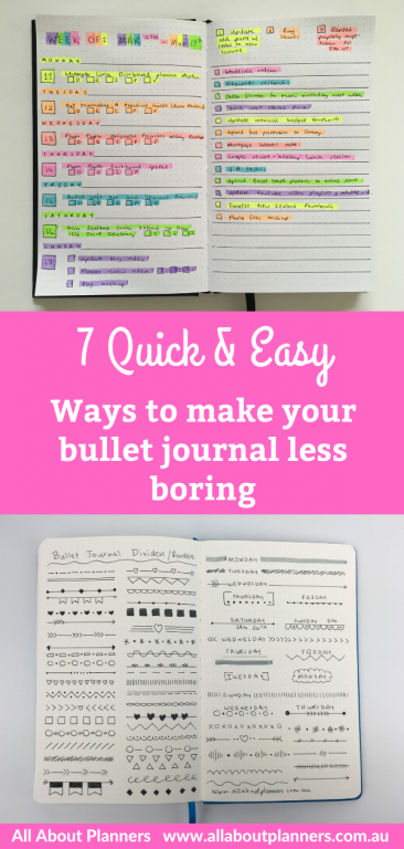 quick and easy ways to make your bullet journal less boring rainbow colorful simple decorating ideas minimalist all about planners