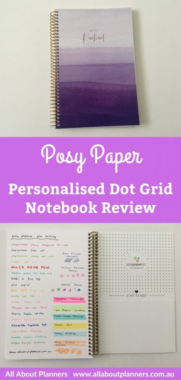 posy paper personalised dot grid notebook review pros and cons pen testing coil bound pretty highlighter testing bright white paper