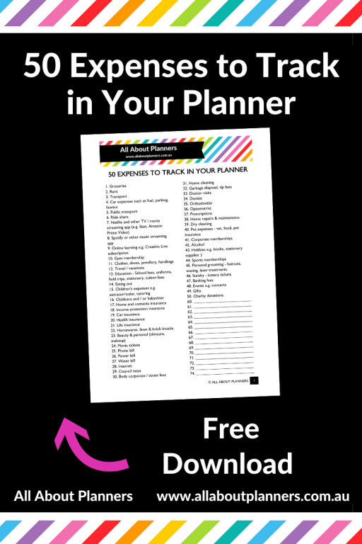 50 expenses to track in your planner printable list budgeting setting up a budget for the new financial year tips resources worksheets all about planners