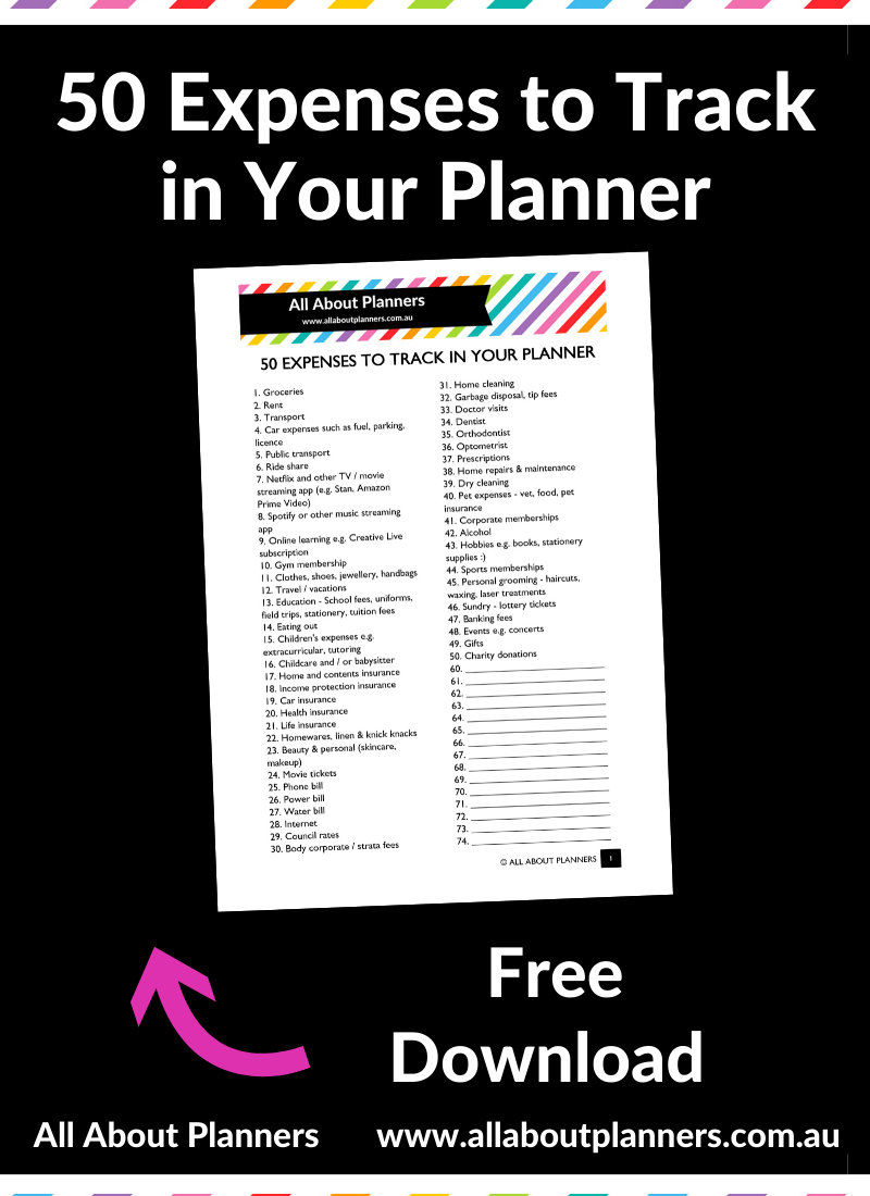 50 expenses to track in your planner printable list budgeting setting up a budget for the new financial year tips resources worksheets all about planners