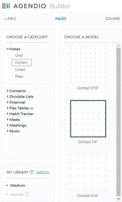 agendio dot grid sizes
