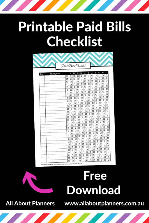 printable paid bills checklist money tracker organizer template editable pdf simple budgeting tracker diy