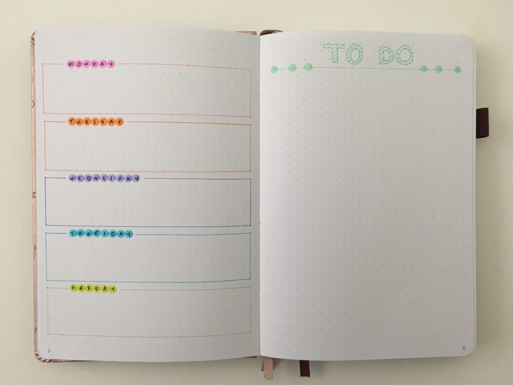 dot marker weekly spread simple quick easy rainbow tombow play color k minimalist bullet journal bujo all about planners