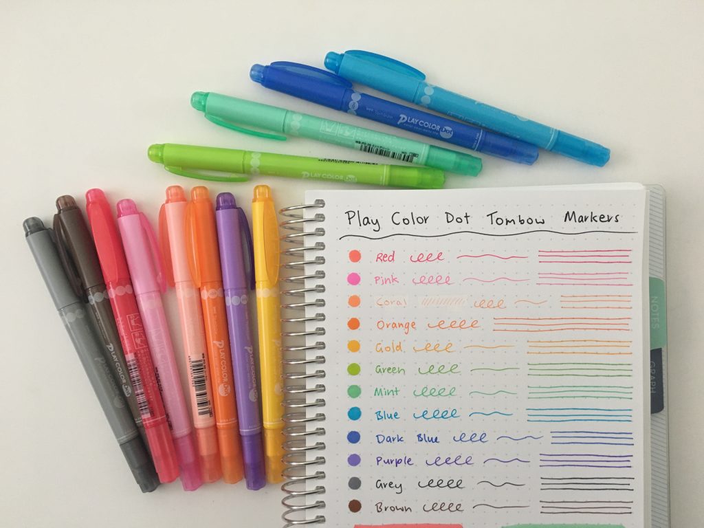 tombow play color k dot marker review rainbow color coding favorite planning supplies simple quick easy to use pen testing dual tip ghosting bleed through