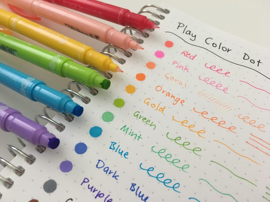 tombow play color k dot marker review rainbow color coding favorite planning supplies simple quick easy to use pen testing dual tip ghosting bleed through circle end