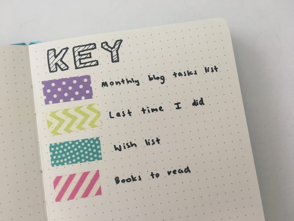 using washi tape for bullet journal key tips color coding creating tabs how to setup a new bullet journal bujo dot grid notebook