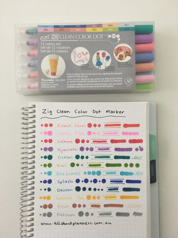 zig clean color dot marker review ghosting bleed through pen testing are they worth the money rainbow color coded planning supplies