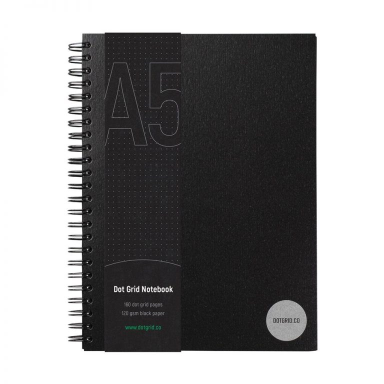 dotgrid dot grid blackout notebook wire binding a5 120gsm thick paper notebooks for bullet journaling uk