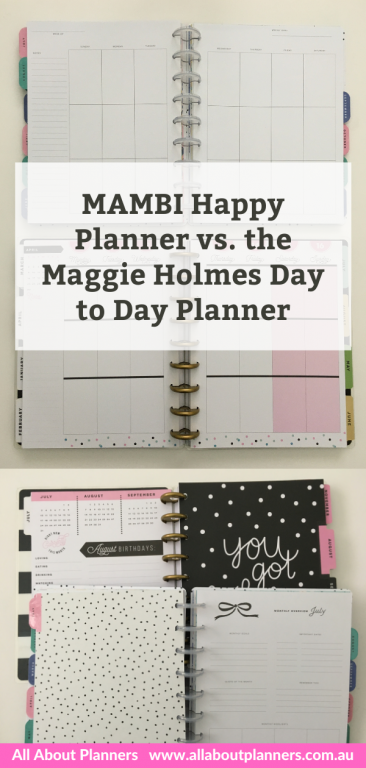maggie holmes day to day weekly planner review versus the happy planner mambi discbound size discs colors page layouts all about planners