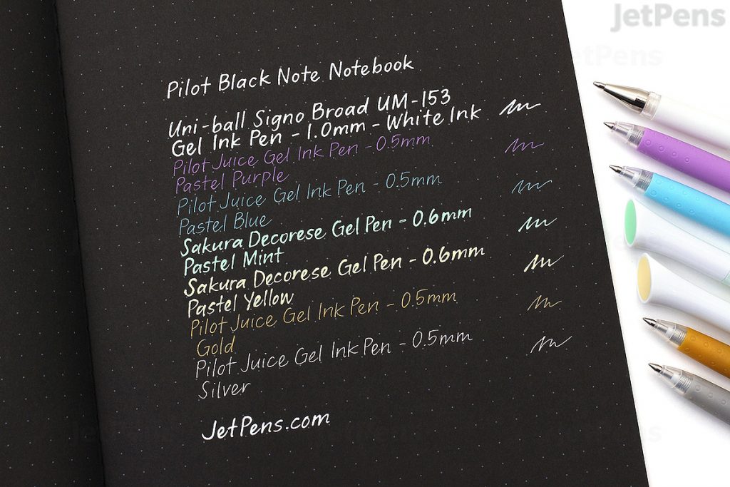 pilot blacknote notebook 7mm dot grid notebook with black paper pen test
