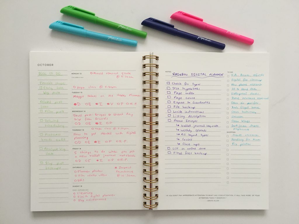 Golden coil weekly spread rainbow color coded paperchase fine tip pens worth the cost horizontal checklist custom planner review_10
