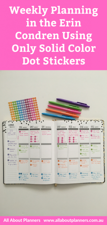 erin condren weekly spread hardbound color coded dot stickers bloom all about planners simple quick easy minimalist vertical unlined parkoo gel pens