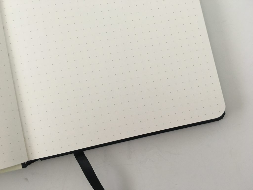 Peter Pauper press dot grid notebook for bullet journaling review 5mm no page numbers cream paper pen test sewn binding_06