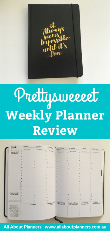 Prettysweeeet Weekly Planner review pros and cons video flipthrough vertical hourly spread sunday week start unlined 6am to midnight schedule