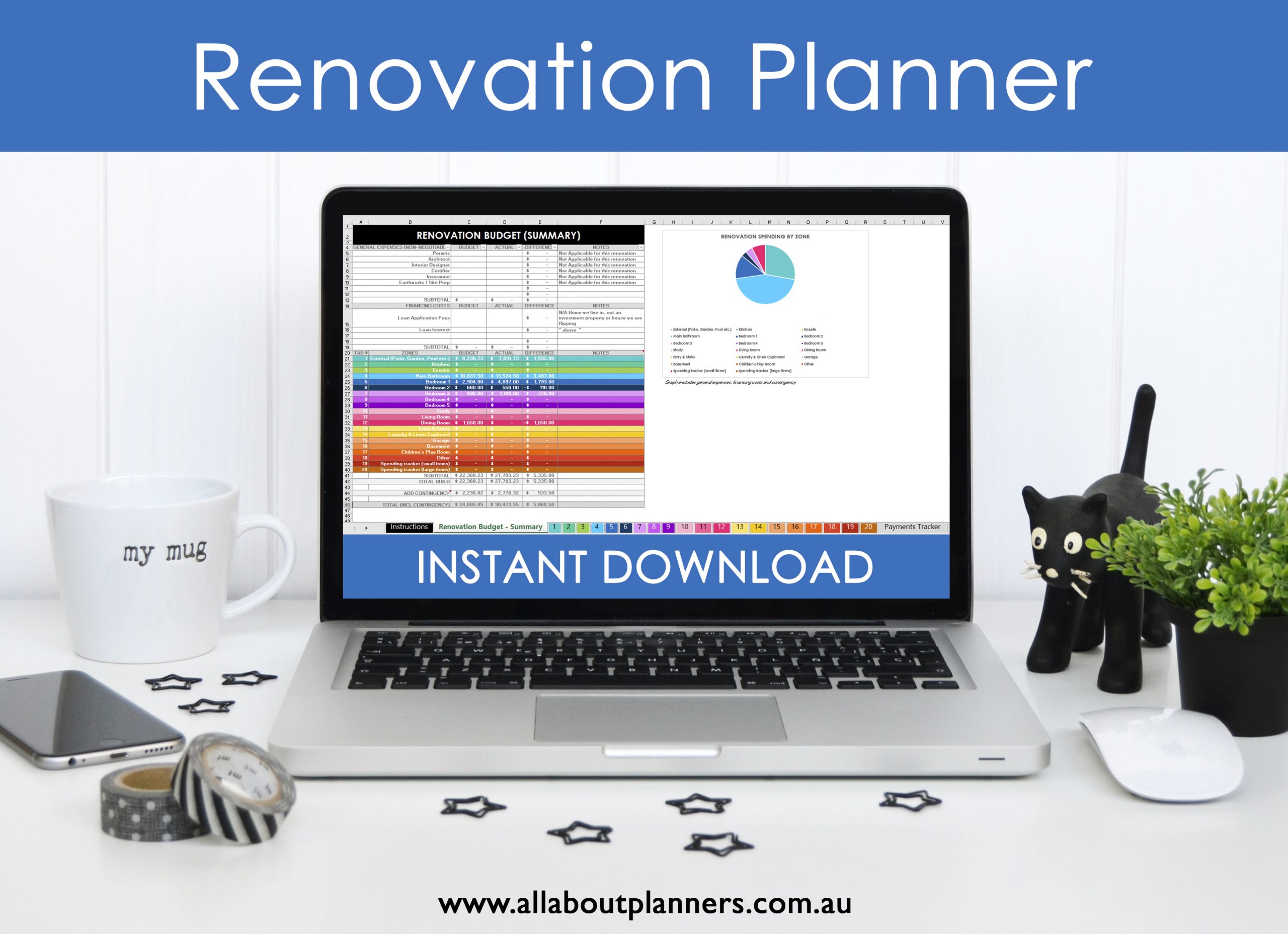 Renovation planning spreadsheets excel google sheets budget by room spending paint color quotes cost comparison