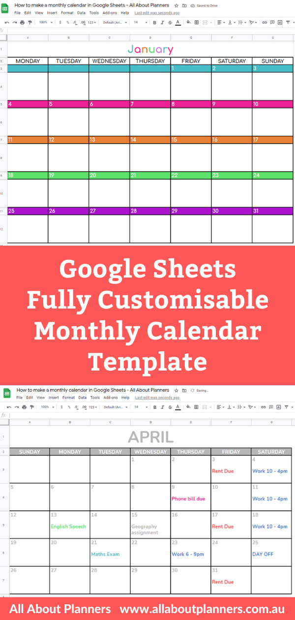 how to make a monthly calendar printable using google sheets online