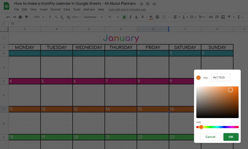 google sheets tutorial how to change colors custom color tool how to make printables all about planners