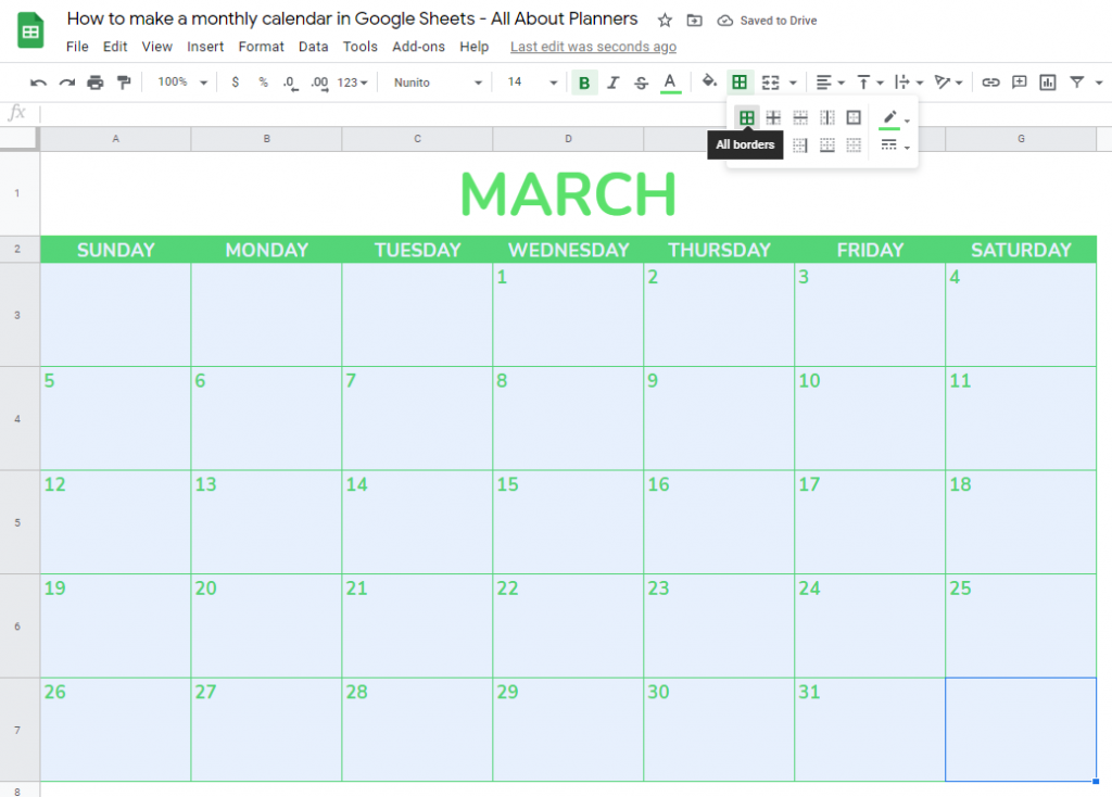 how to change border color in google sheets tutorial for making printables all about planners monthly calendar