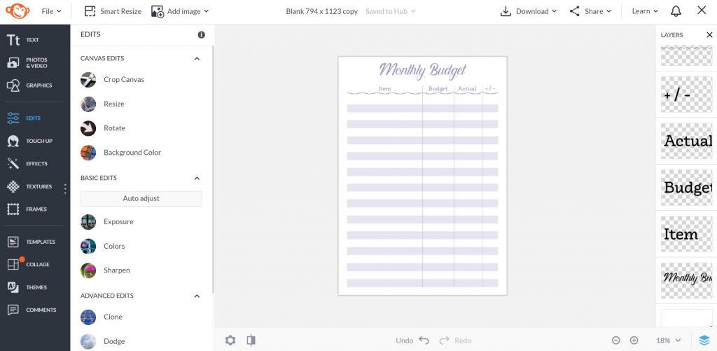 how to make a budget printable in picmonkey tips tutorial